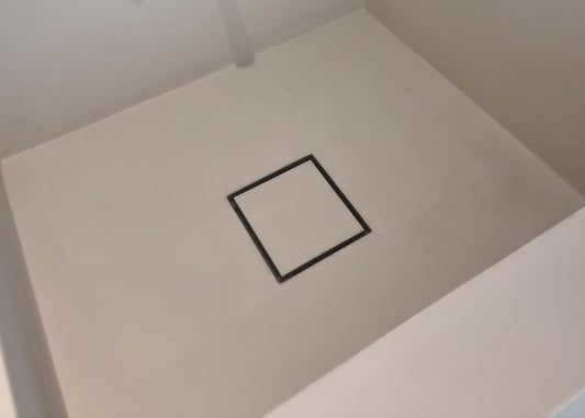 Resin Rock Microcement Ready Shower Tray 150mm Central Square Drain