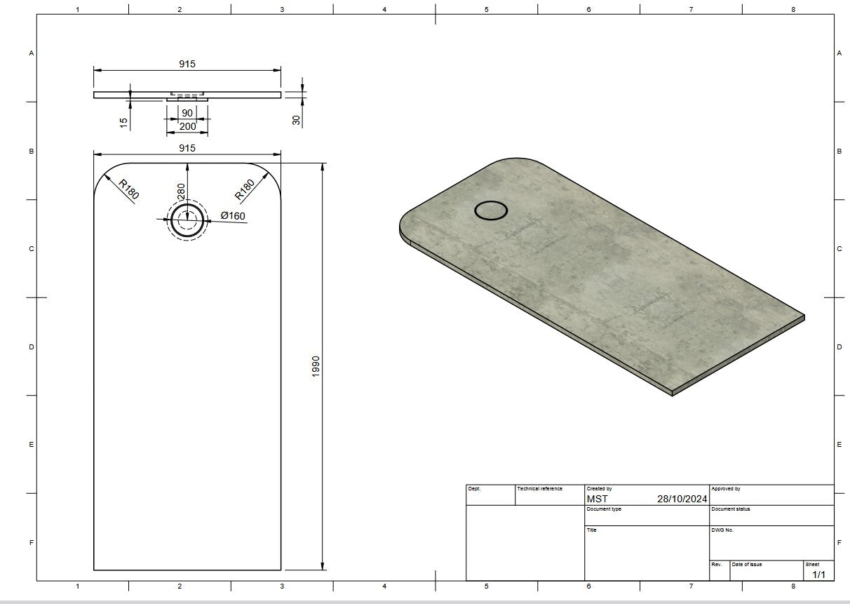 Bespoke Size Resin Rock Microcement Ready Shower Tray