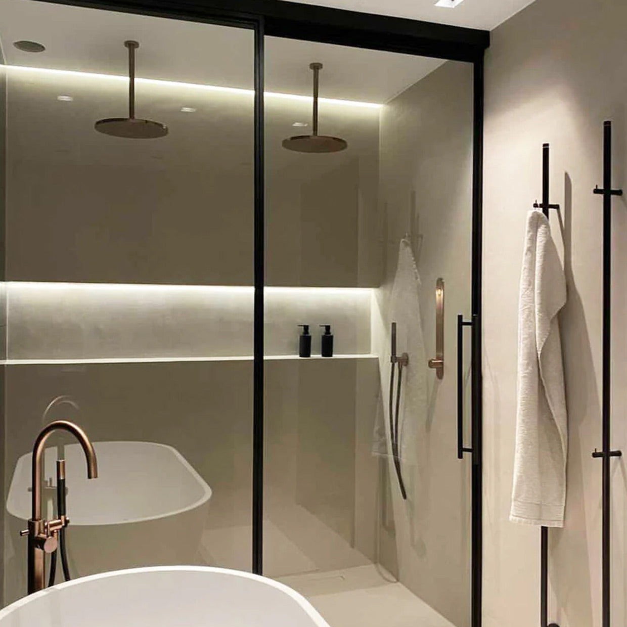 Resin Rock Microcement Ready Shower Tray 550mm Linear Drain Short Edge