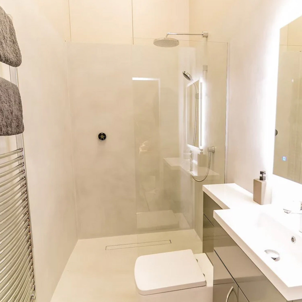 Resin Rock Microcement Ready Shower Tray 550mm Linear Drain Short Edge