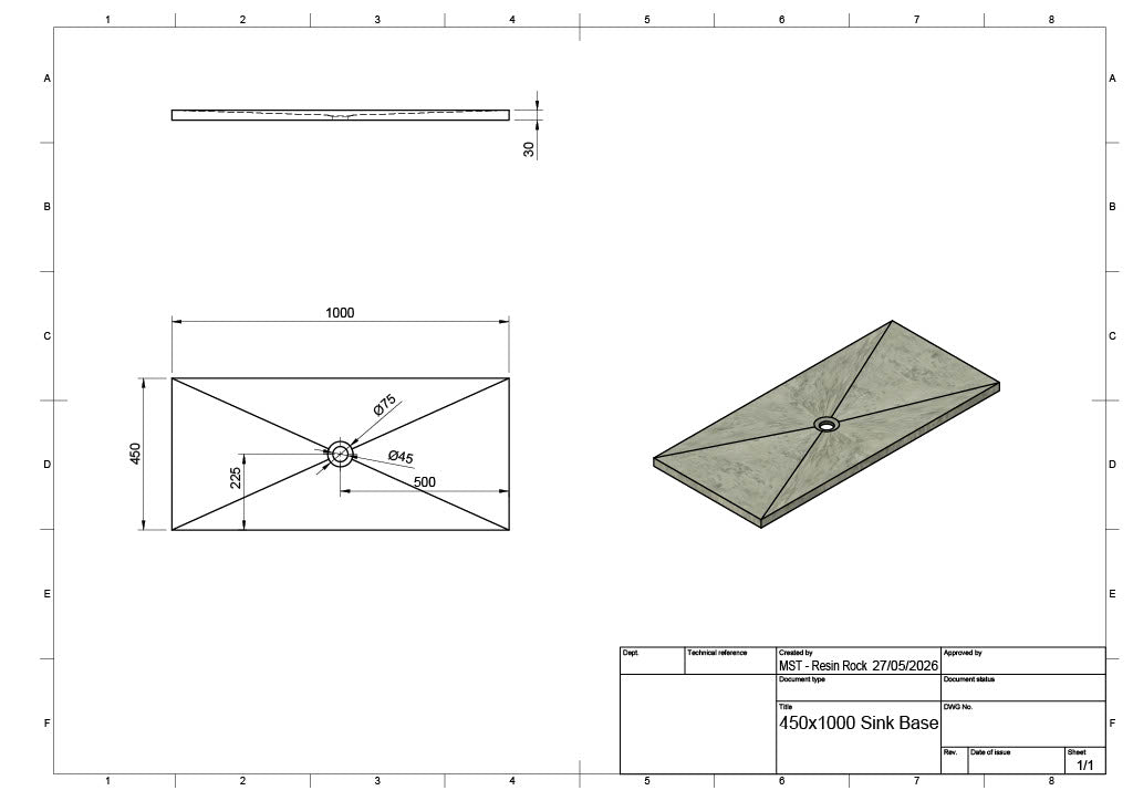Microcement Ready Sink Base
