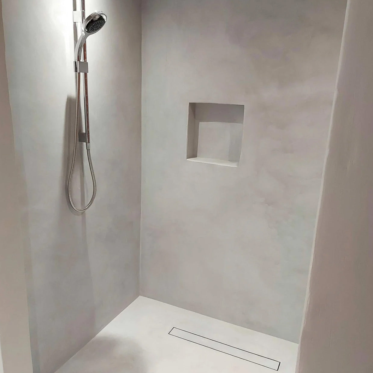 Resin Rock Microcement Ready Shower Tray 550mm Linear Drain Short Edge