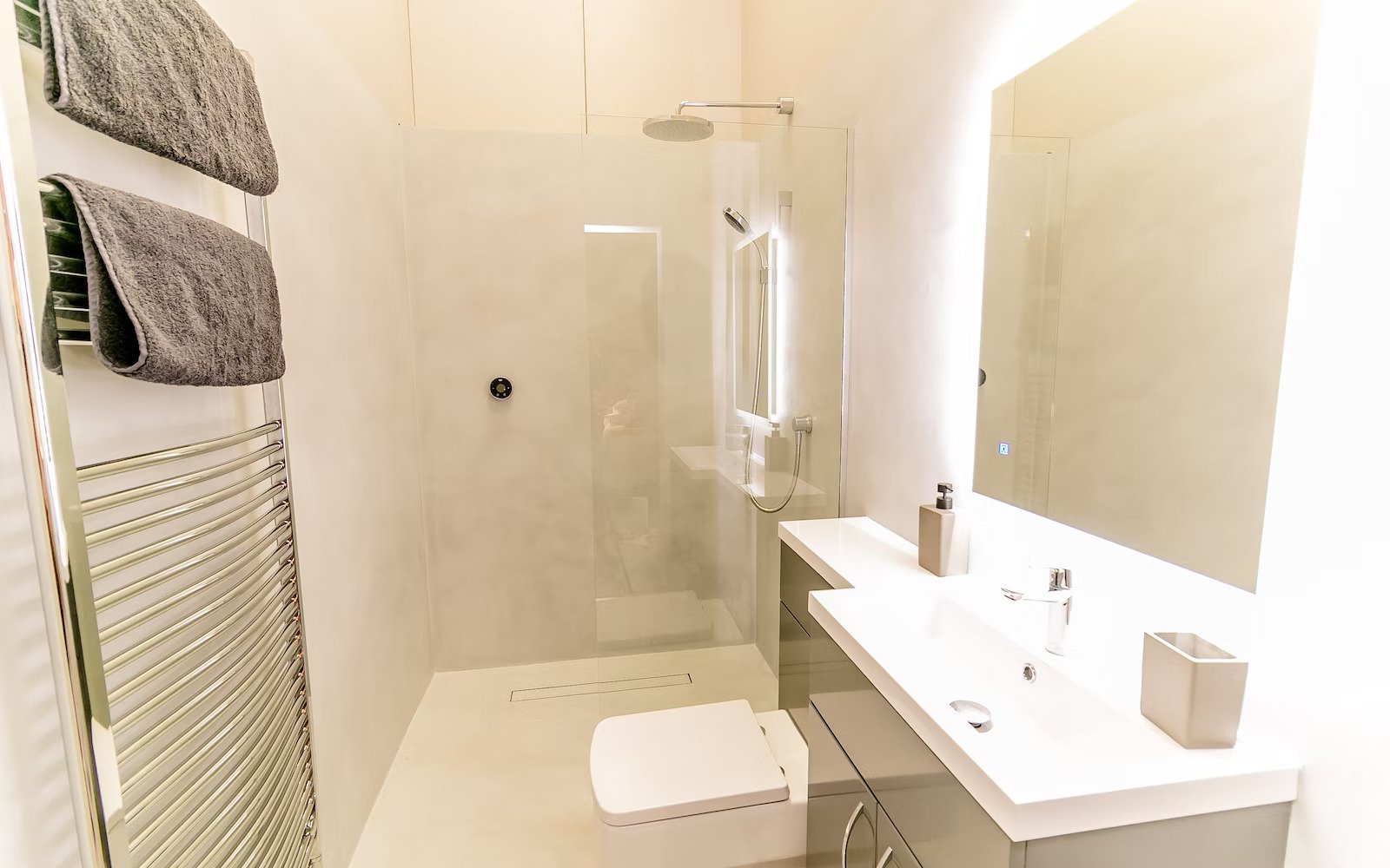 Resin Rock Microcement Ready Shower Tray 550mm Linear Drain Long Edge